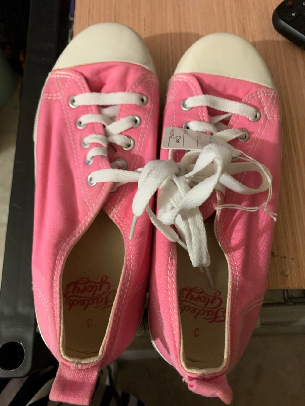 Faded Glory Pink Canvas Lace-Up Sneakers